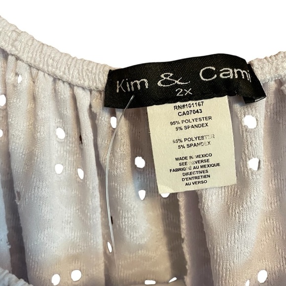 Kim & Cami White Stretchy Eyelet Top -Size 2X NWT- - Picture 5 of 8